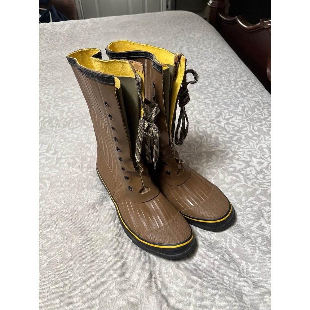 Weather Spirits Mens Insulated Waterproof Rubber Boots Steel Shank Brown Size 13